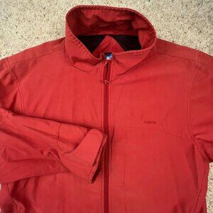 KAVU Jacket Mens Orange Full Zip Outdoor Size Large Stretch w Logo Long Sleeve